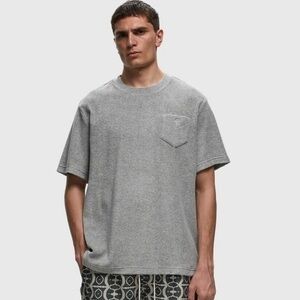 OAS Men's Terry Cloth Gray Patterned T-Shirt